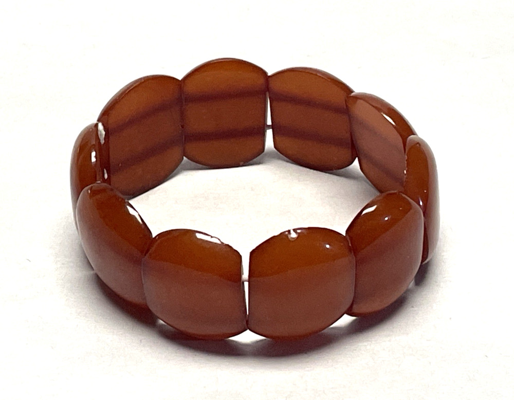 Vintage Honey Cognac Baltic Amber Stretch Bracelet Panel Beads 31g 8"